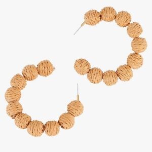 Hoop rattan statement earrings round ball pierced